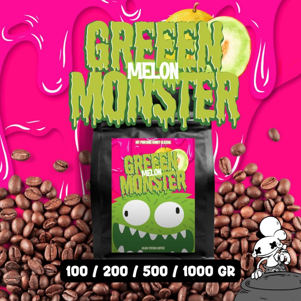

Green Melon Monster Biji Kopi Arabika - Roasted Coffee Bean BLACK POTION COFFEE