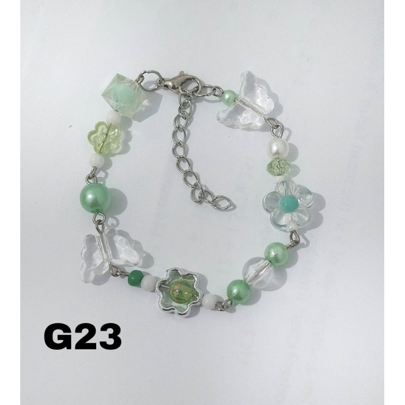 Gelang Aesthetic Kristal Manik Manik Korea Hijau Premium