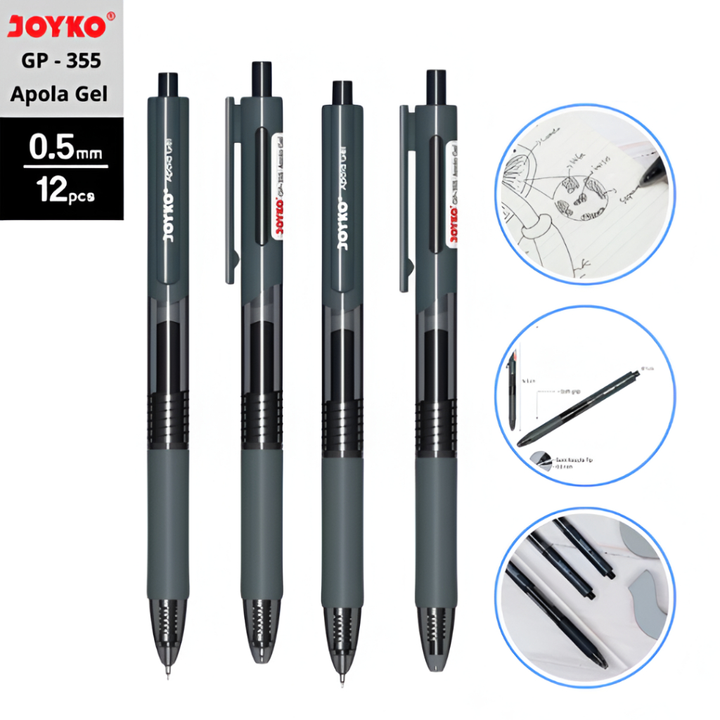 

Gel Pen Pulpen Pena Joyko GP-355 Apola Gel 0.5 mm (1 pcs) - Bolpen Pulpen Gel Hitam 0.5 mm