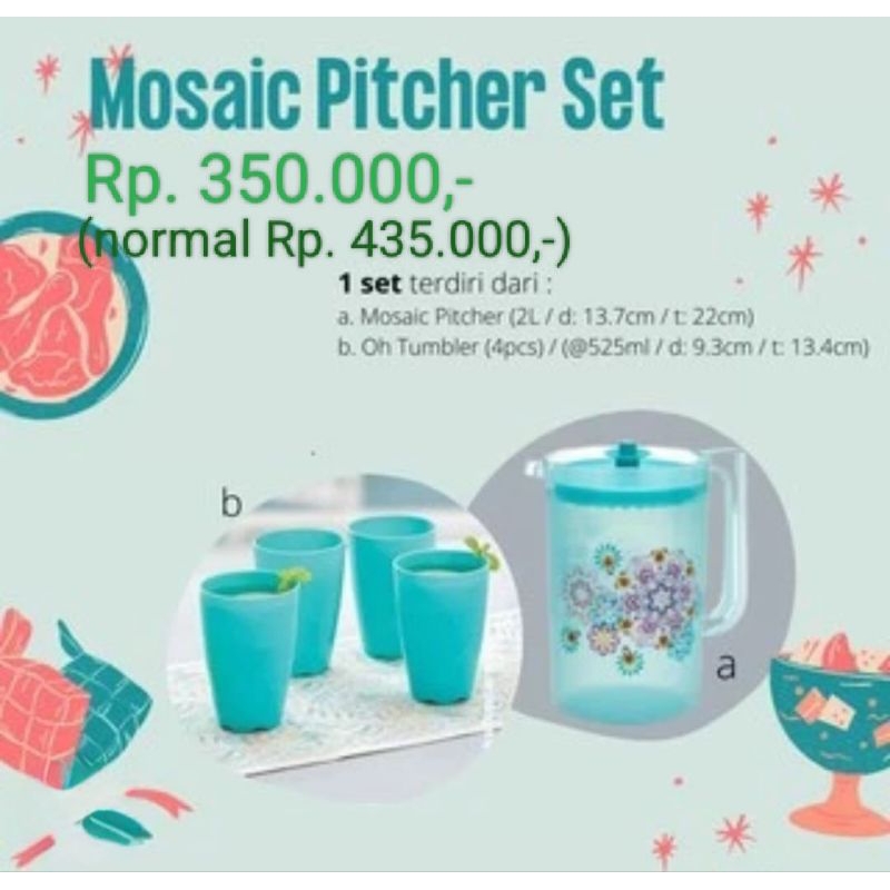 paket pitcher & glass / paket teko air dan gelas set tupperware
