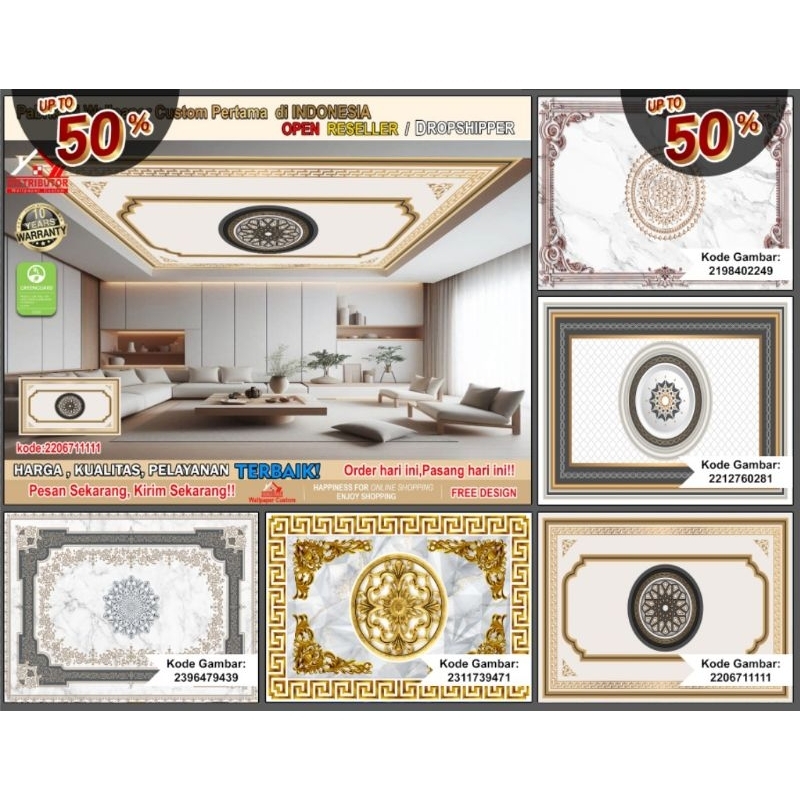 Wallpaper Custom 3D Tema Ceiling | Wallpaper Plafon | Wallpaper Custom Gambar | Wallpaper Ruangan | 