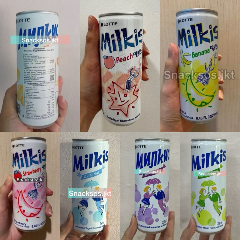 

LOTTE CHILSUNG MILKIS STRAWBERRY / GRAPE / MELON / MANGO / MILK AND YOGURT / BANANA / PEACH MINUMAN SODA SUSU KOREA
