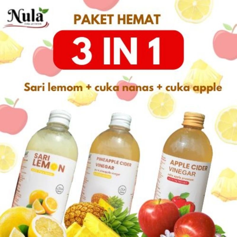 

PAKET 3IN1 250ML CUKA APEL - CUKA APEL VINEGAR - WITH THE MOTHER