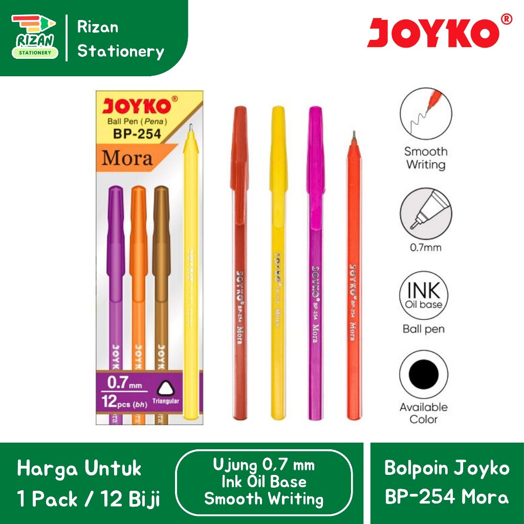 

[1 PACK / 12 PCS] Balpen / Bolpoin / Pulpen JOYKO BP-254 Mora