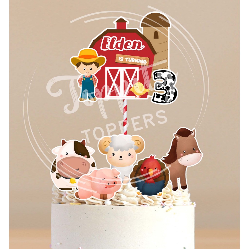 Topper cake kue ulang tahun birthday Farm animal
