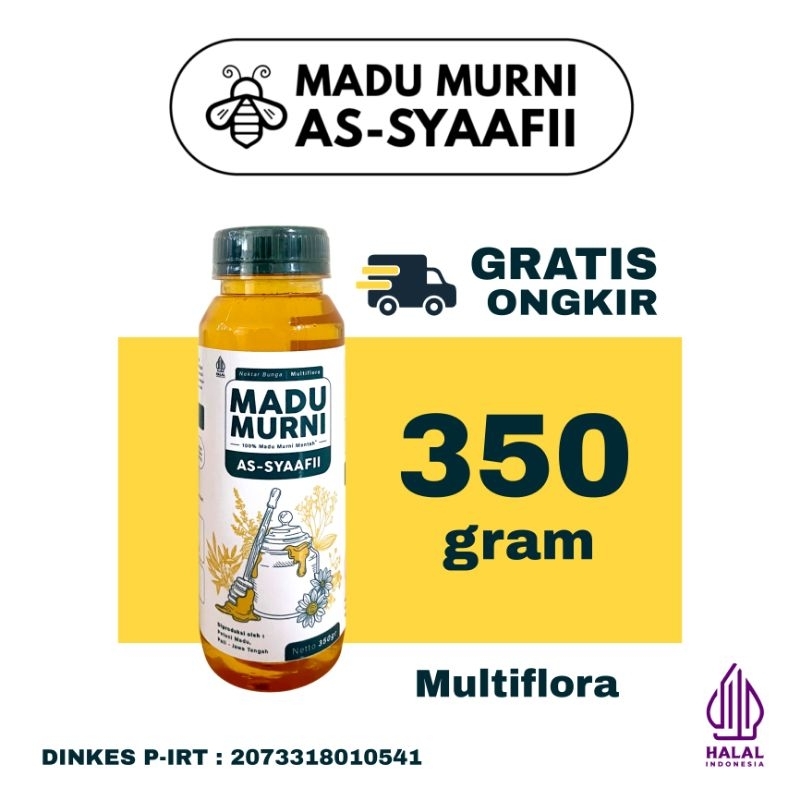 

Madu Murni Premium Multiflora As-Syaafii Netto 350 gr - 100% Pure Raw Honey