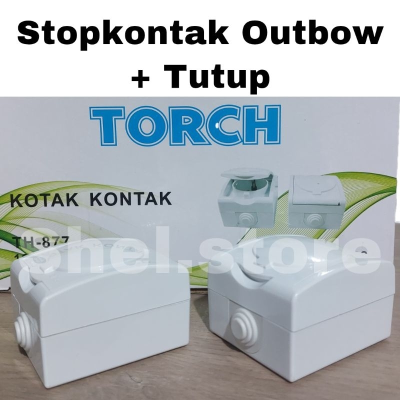TORCH Stopkontak Listrik Outbow 1 Lubang + Tutup Outdoor Waterproof Stopkontak Tutup OB Outbow Anti