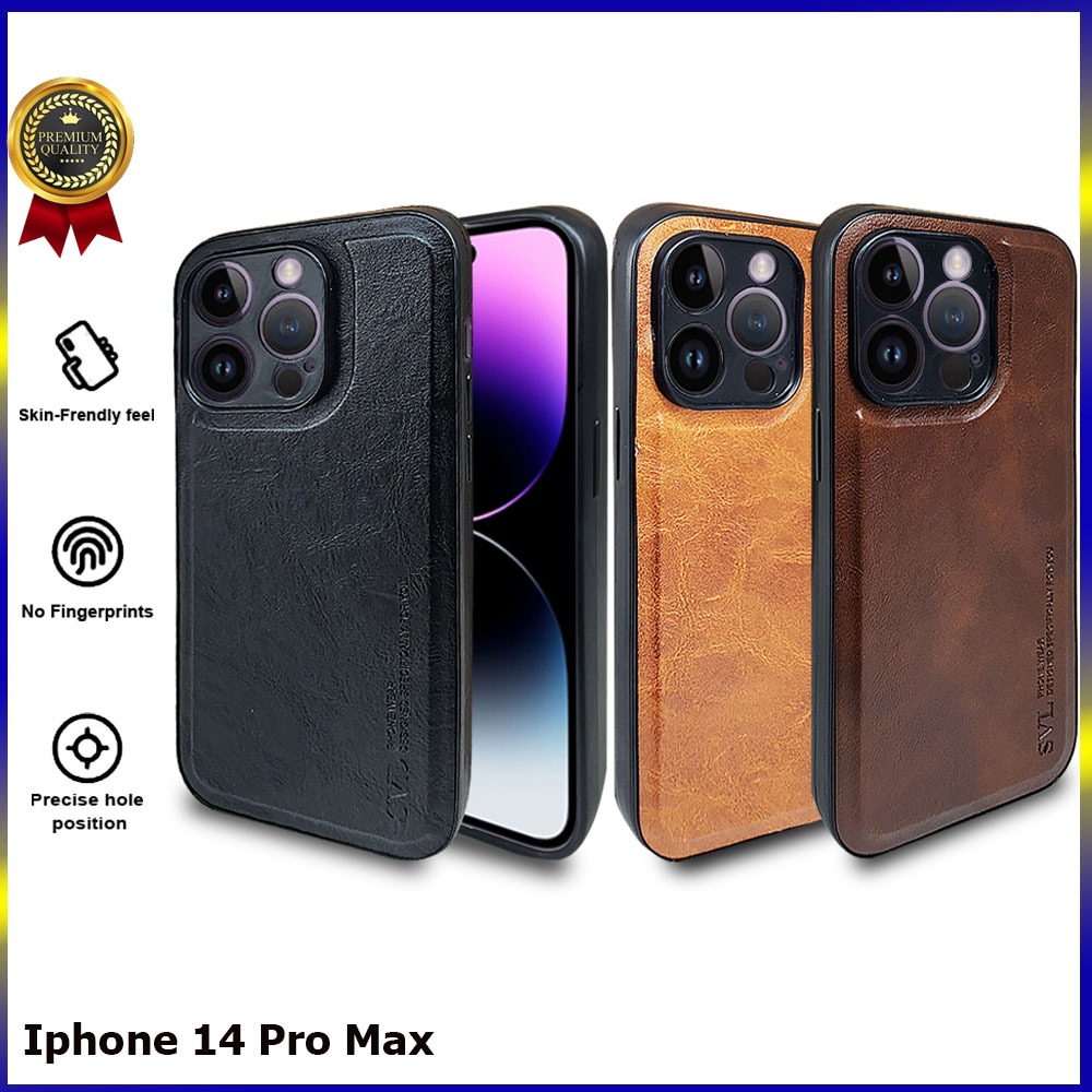 [ CUCI GUDANG ] Casing Hp Iphone 14 Pro Max Case SVL Leather Casing Slim Softcase Kulit