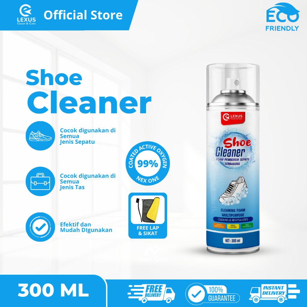 Lexus Shoe Cleaner Pembersih Sepatu Serbaguna MultiPurpose Foam Cleaner Free Lap Microfiber
