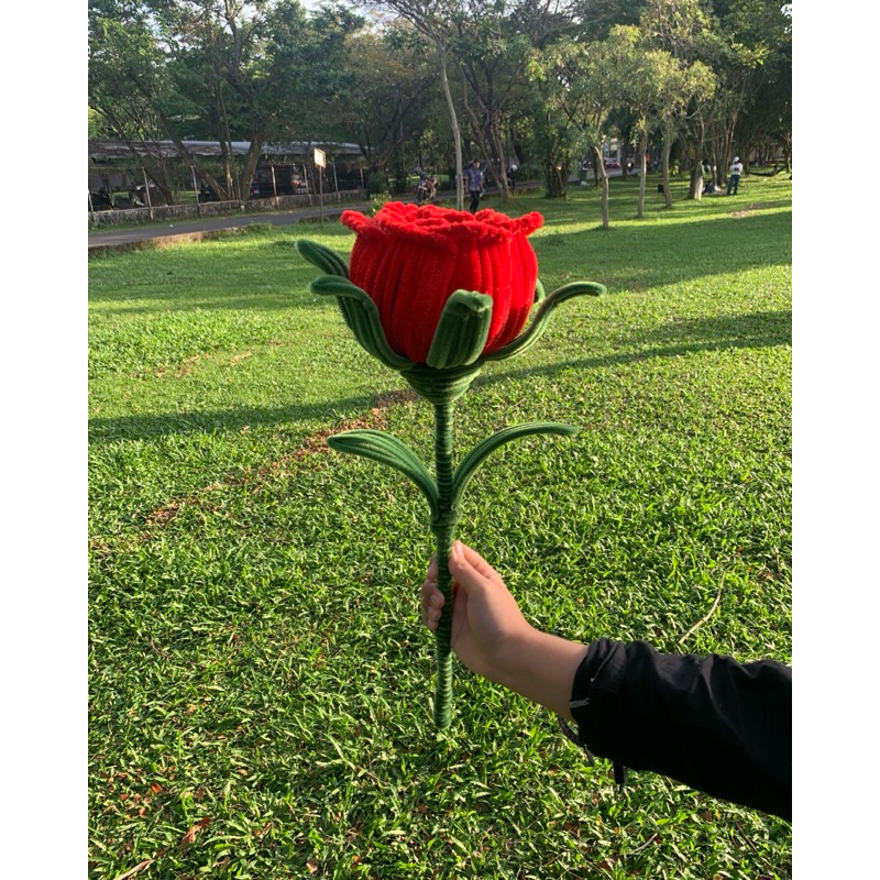 Bunga Mawar Kawat Bulu Jumbo