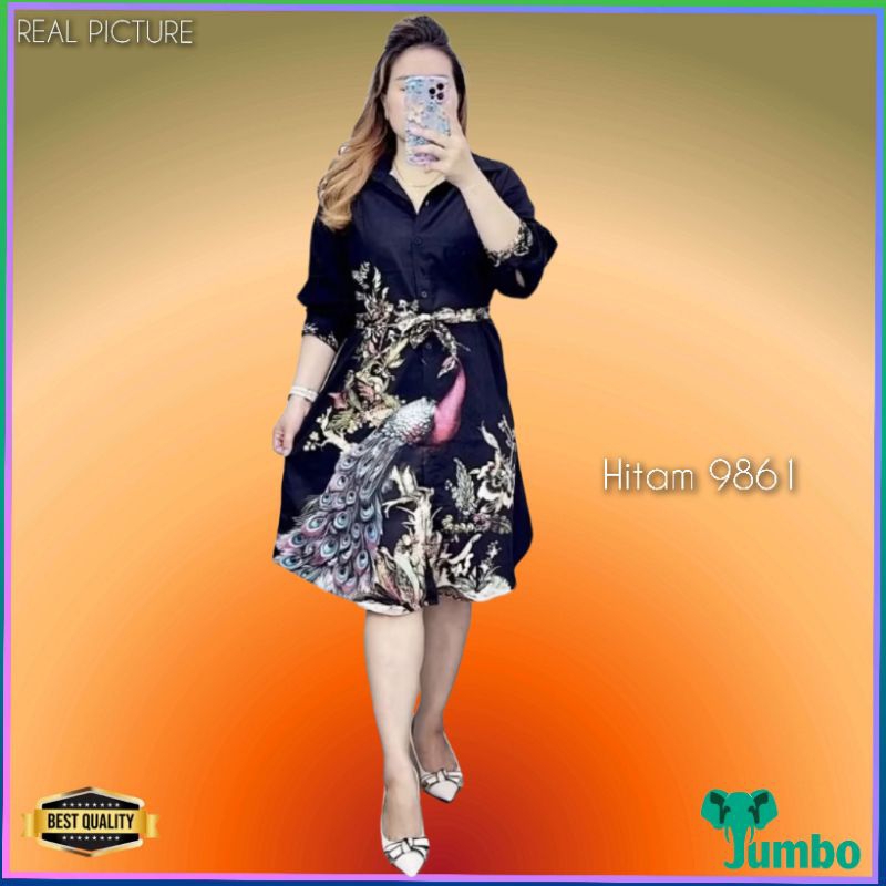 Dress Wanita Merak Jumbo LD 120 Gaun Import Natal Korea Gereja Hitam 9861