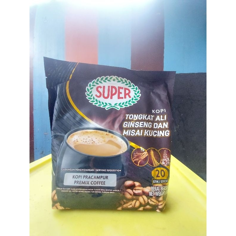 

Kopi Super Power Tongkat Ali (20x30gr) - Kemasan Baru - Super Kopi Pracampur Power Tongkat Ali Premix Coffee (New Packing - Hitam)