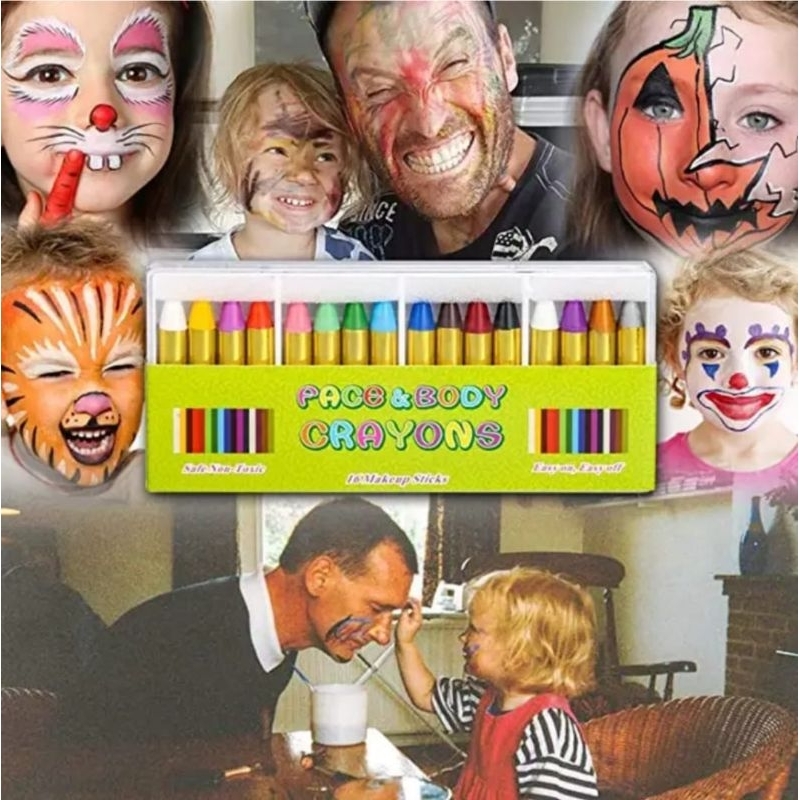 

16 Pcs Face Paint Crayon Wajah dan Badan 16 Warna Krayon Cat Wajah Face and Body Painting