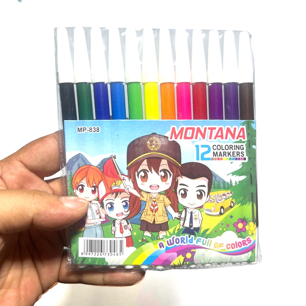 

Spidol 12 Warna Coloring Markers MP-838 MONTANA