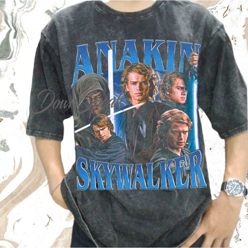 Anakin Skywalker Star Wars Movie Vintage Wash T-shirt/Kaos Film Star Wars Anakin Skywalker Vintage W