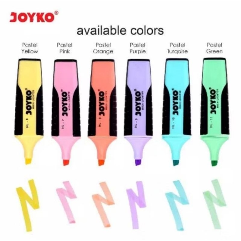 

Joyko Highlighter Pastel 6-11 / Penanda Tulisan Highlighter Pastel