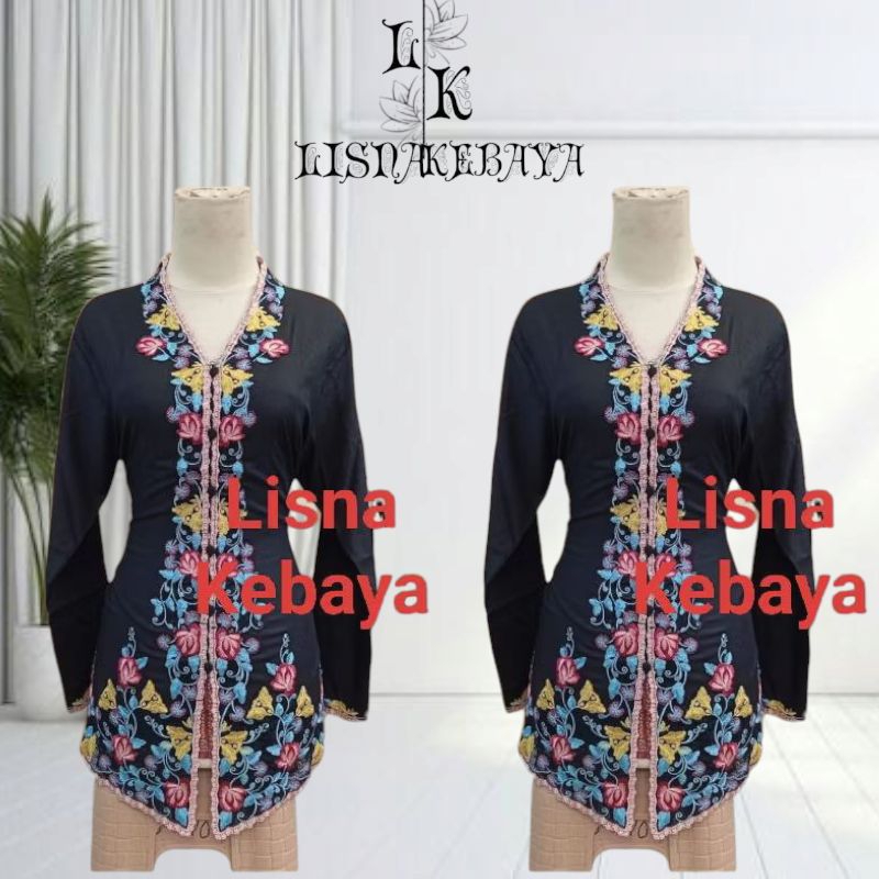 Kebaya Encim Jumbo Ld140 Bordir Warna Lengan Panjang Katun Toyobo