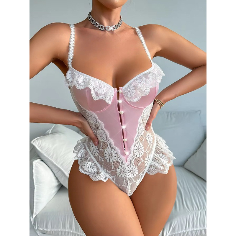 Gianna Lace Bodysuit - Pink