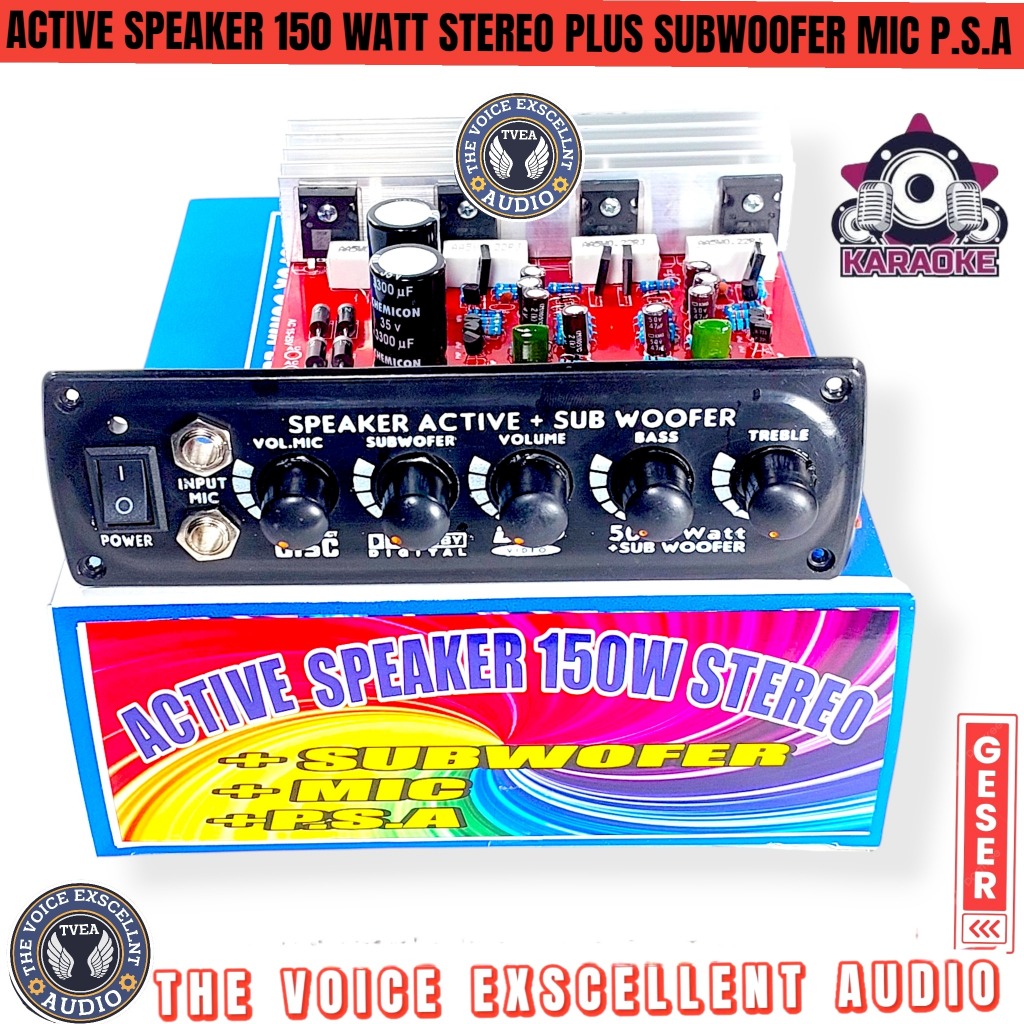 Power Speaker Active STEREO 150WATT SUBWOOFER Plus 2 MIC