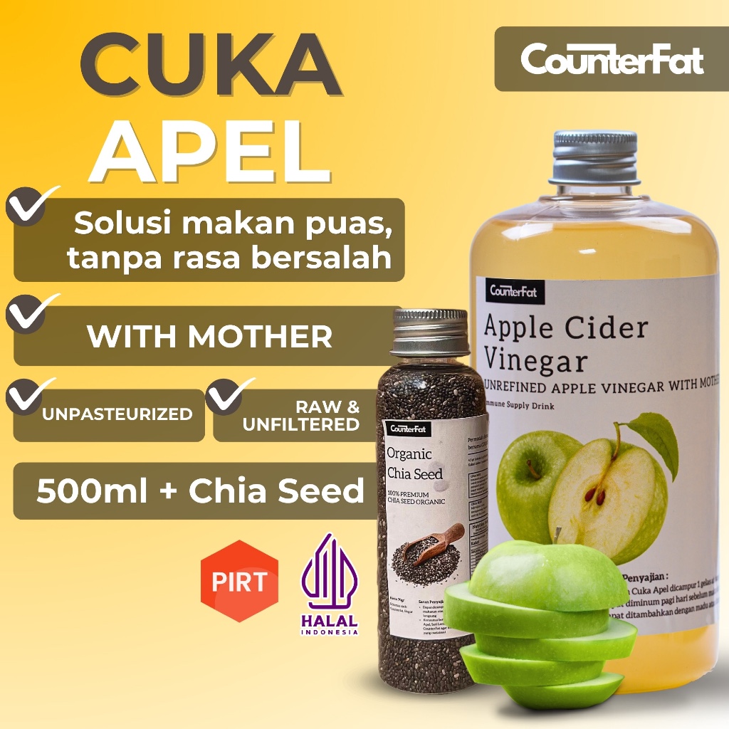 

CounterFat Cuka Apel 500ml + Chia Seed Organik Untuk Kesehatan Diet