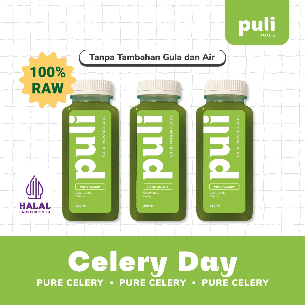 

Puli Juice – Bundling 3 Botol Celery Day | Cold Pressed Juice 260ml
