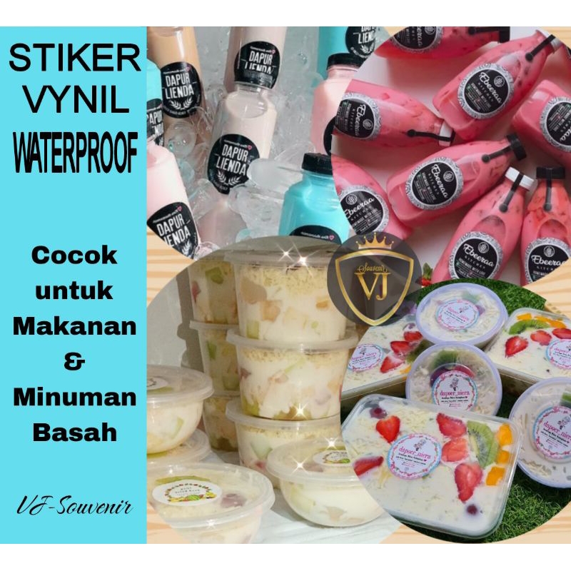 

Stiker Label Vynil Waterproof cocok untuk makanan/minuman basah