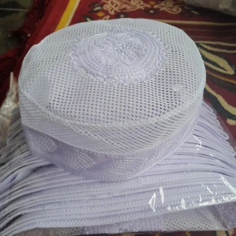Madinah hajir/madinah jaring kaku/peci putih/peci jaring/peci hajir/peci marawis/kopiah