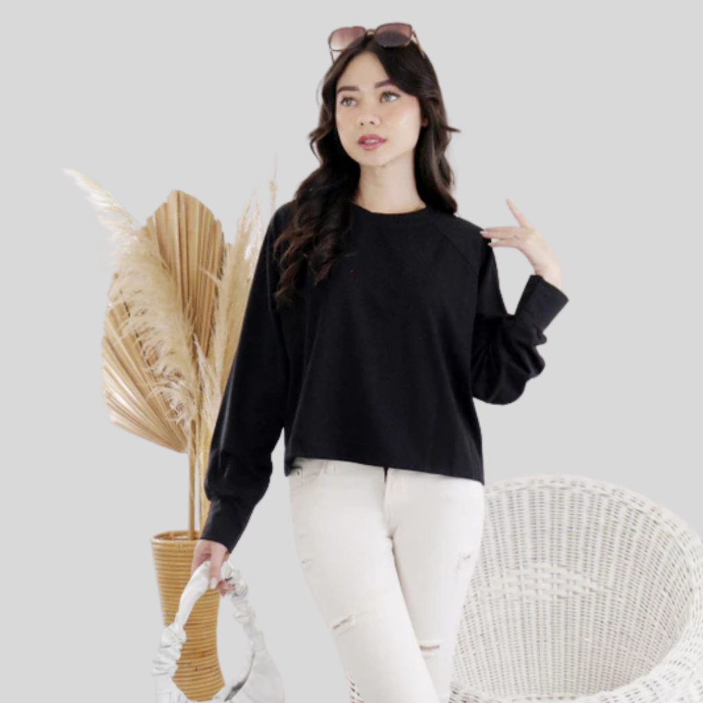 CROP TEE OVERSIZE KAOS POLOS CROP TOP LENGAN PANJANG HIJAB FRIENDLY