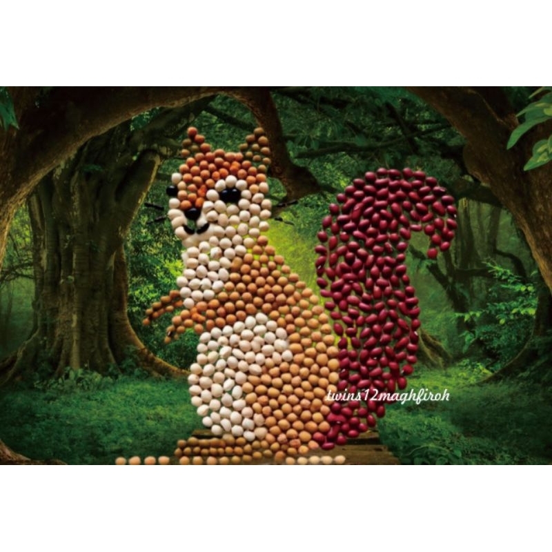 kerajinan kolase biji bijian hewan tupai bisa COD murah meriah aesthetic tugas anak