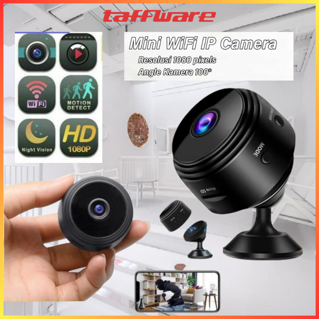 Taffware Camera Pengintai CCTV 1080P Mini WiFi A9 Tersembunyi Tanpa Kabel Terhubung Hp Jarak Jauh