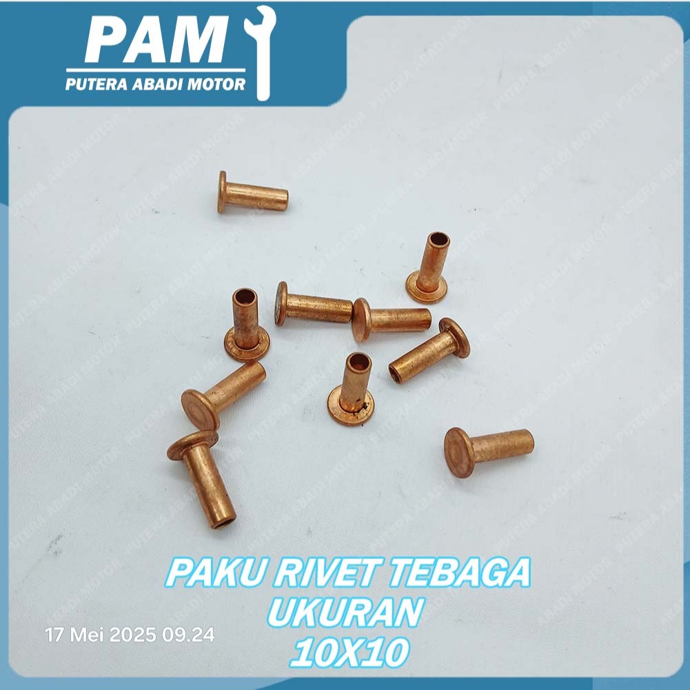 Paku Rivet Tembaga Ukuran 10 X 10/Paku Kampas Rem Tembaga Ukuran 10X10 Isi 50 ff