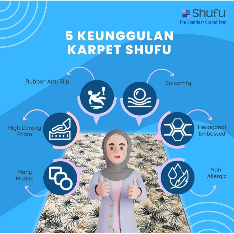 {COD} Karpet Malaysia Premium SHUFU EMBOSS 190cm × 270cm [XL] karpet Malaysia Shufu minimalis/kemban