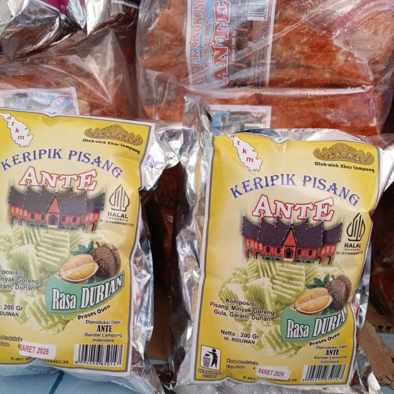 

Keripik pisang ANTE rasa durian instan