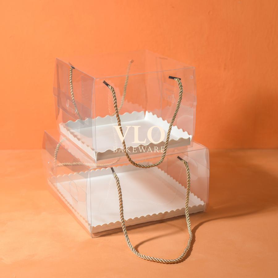 [1 SET ISI 10 PCS] Kotak kue mika | box mika ada tali handle | box mika transparan