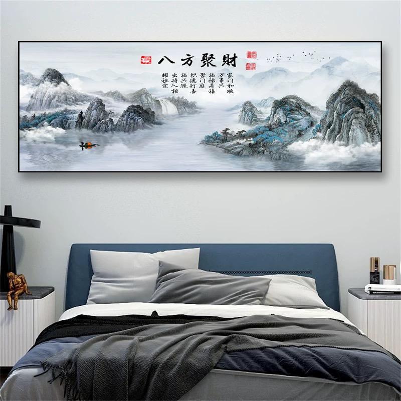 Lukisan Pemandangan Alam China Landscape Painting Lukisan Pemandangan Cina Lukisan Porcelain 5D Diam