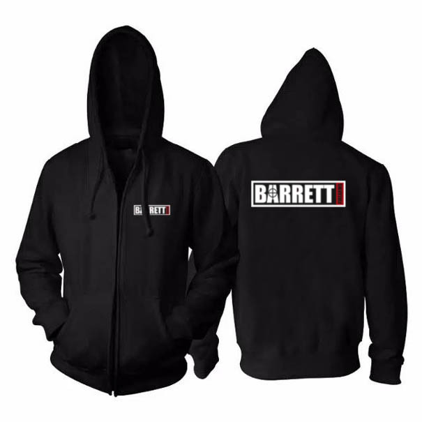 Zipper Hoodie Barrett Hoodie Ritsleting Unisex Bahan Black Cotton Fleece | Size M L XL XXL | Langsun