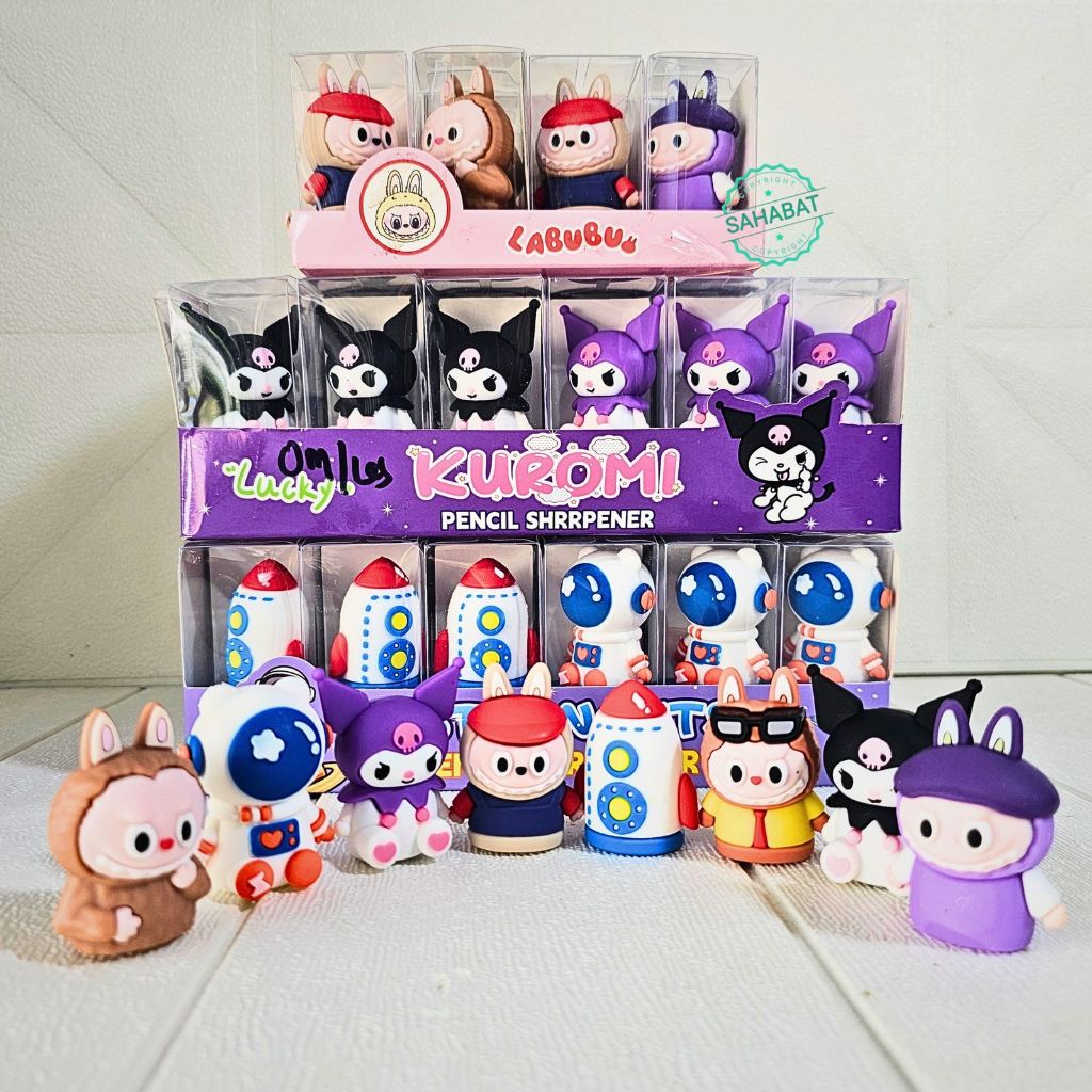 

RAUTAN PENSIL KARAKTER LUCU/PENCIL SHARPENER/SERUTAN PENSIL KUROMI LABUBU ASTRONOT