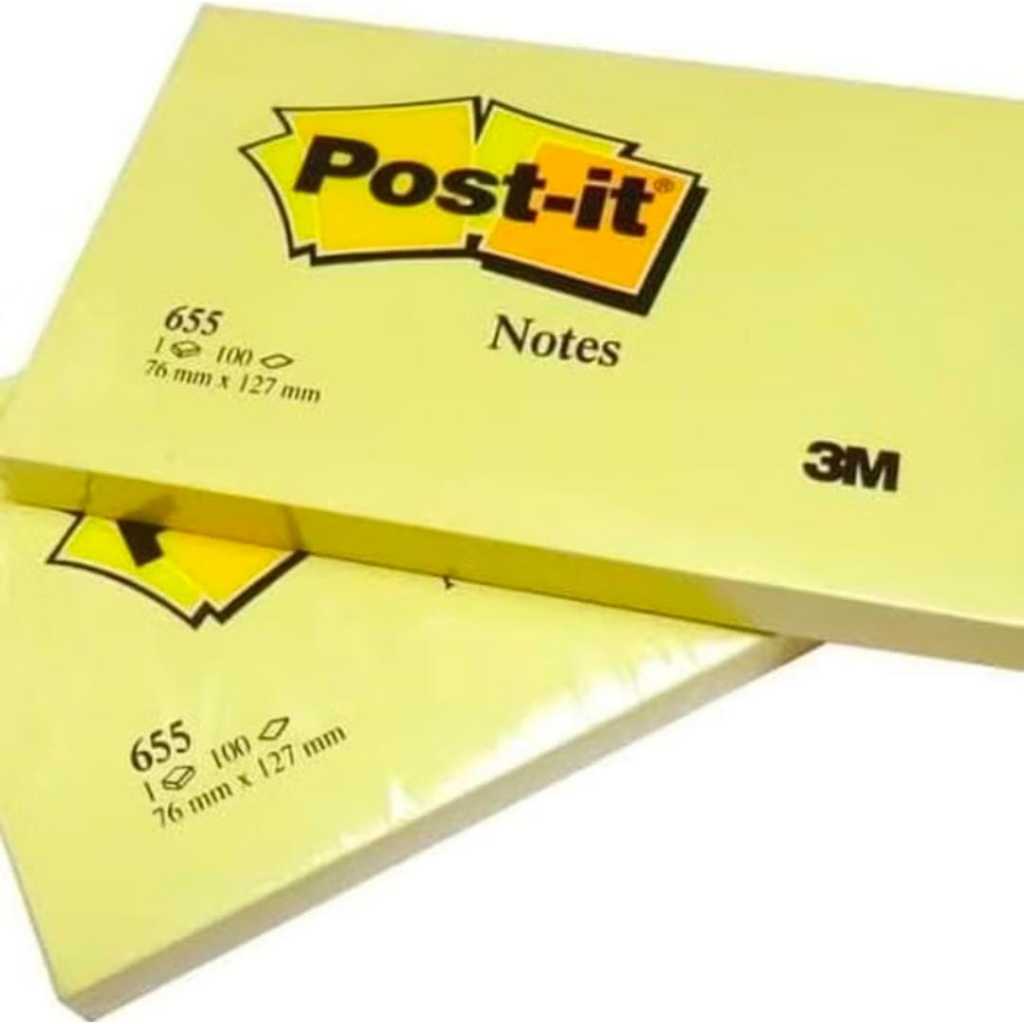 

3M Post It Sticky Notes 655-1CY Yellow Ukuran 3 Inch x 5 Inch (76 mm x 127 mm)