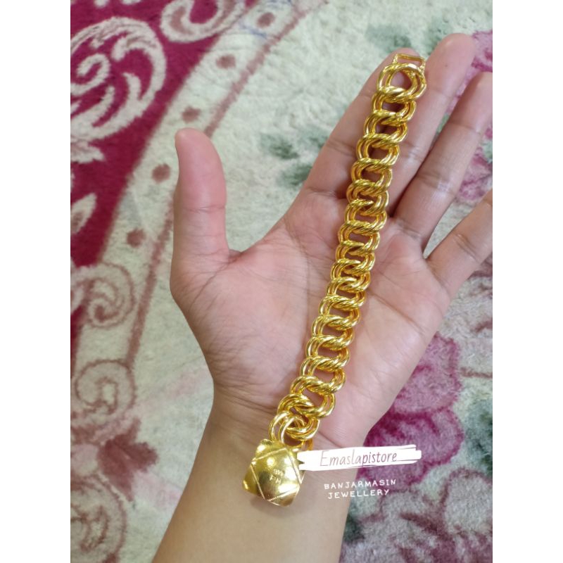 Gelang Jumbo Coco Polosan Segi Anyam Lapis Emas 999 Banjar