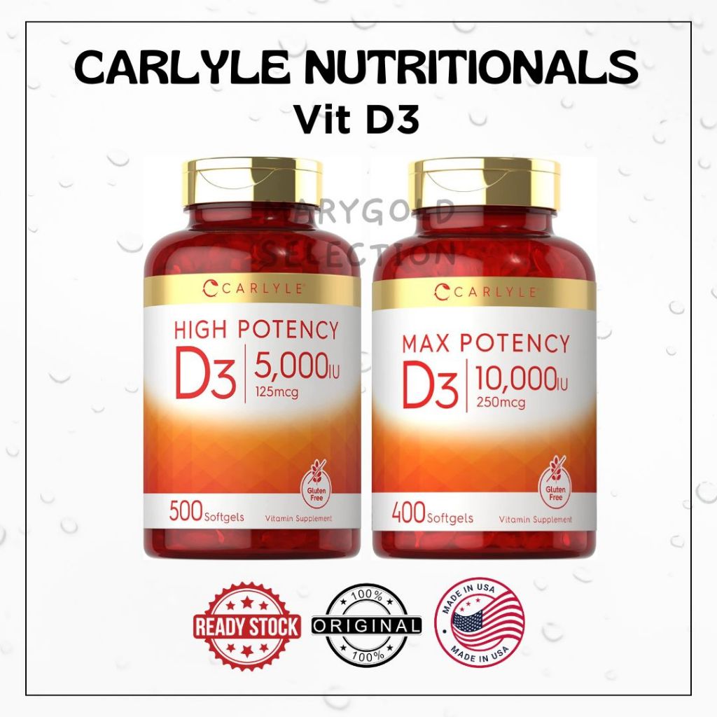 Vitamin D3 5000 10000 iu Carlyle 400 500 sg 125 250 mcg vit imunitas max potency USA