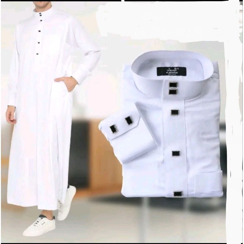 BAJU JUBAH PUTIH POLOS DEWASA KATUN PREMIUM