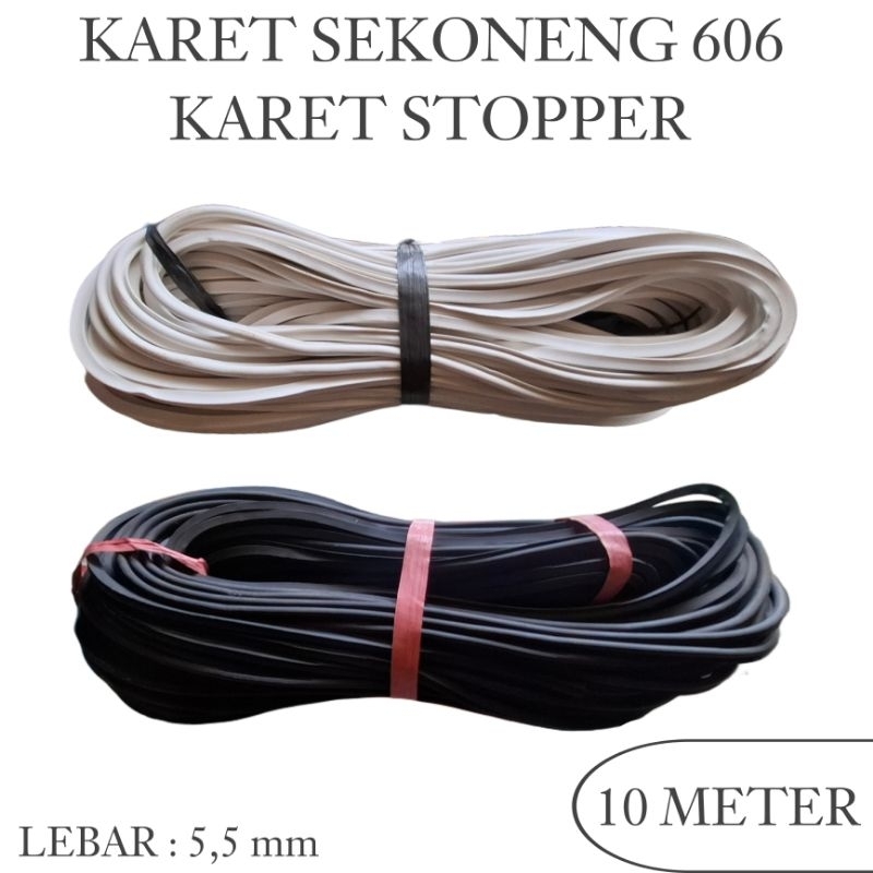(10 Meter) Karet Sekoneng 606 | Karet Stopper | Karet Pintu Jendela Alumunium | Karet Bulat Hitam Pu