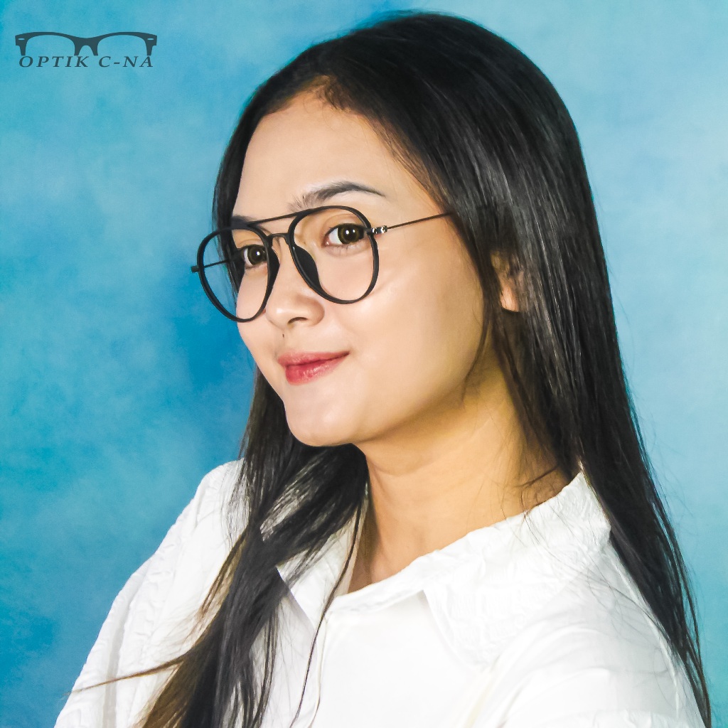 [OPTIK C-NA] Kacamata Aviator Frame LV2191 Unisex Lensa Bluecromic Eyewear-Glasses Pria Wanita