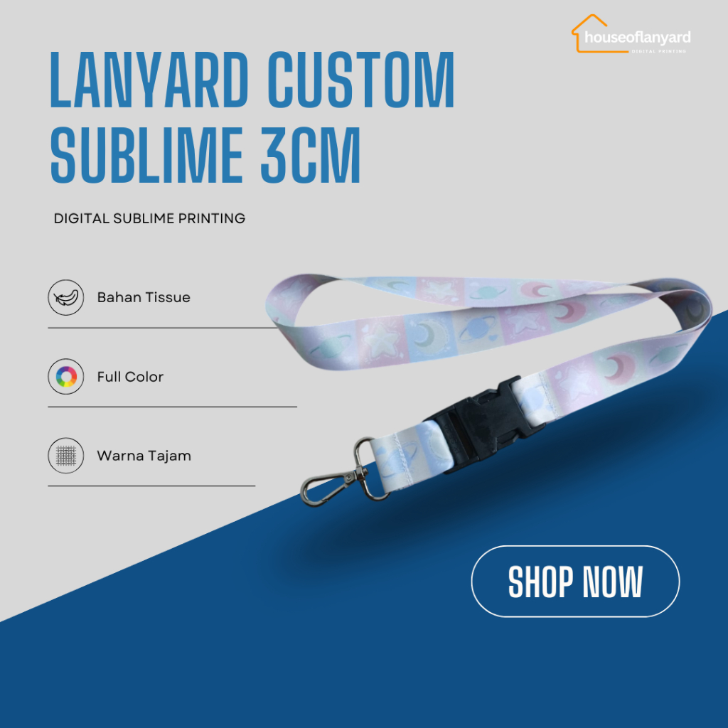 Tali Lanyard 3cm Custom Printing Sublime Tali Medali Harga Grosir Lebih Murah Tanpa Minimal Order