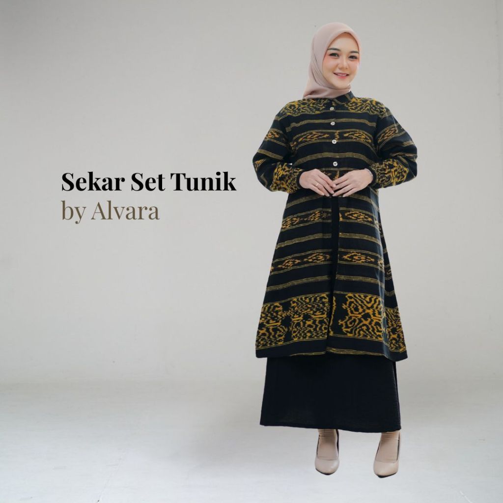 Tunik Wanita Terbaru 2025 Batik Modern Baju Kondangan Kekinian ALVARA Sekar Set Rok Big Size Jumbo