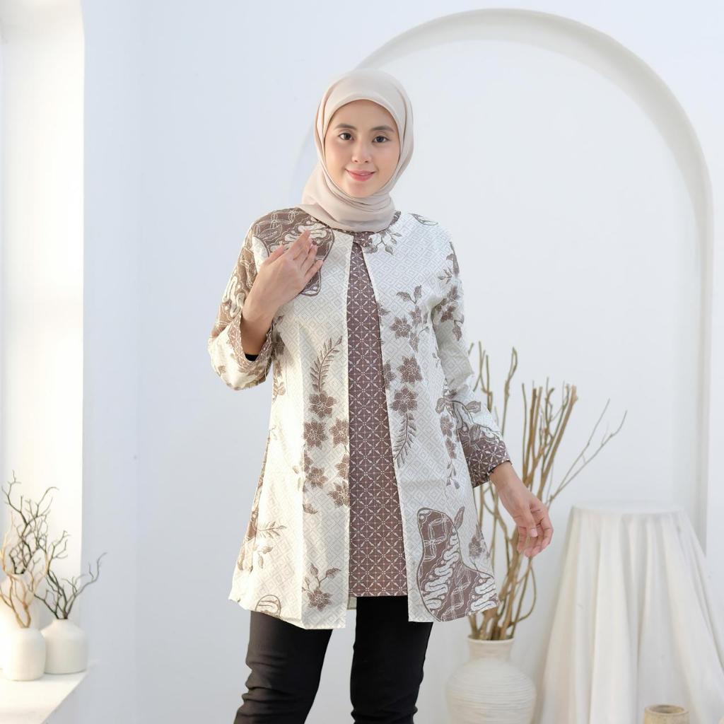 TUNIK BATIK MODEL BOLERO ATASAN WANITA  LENGAN PANJANG MOTIF DOBBY PREMIUM