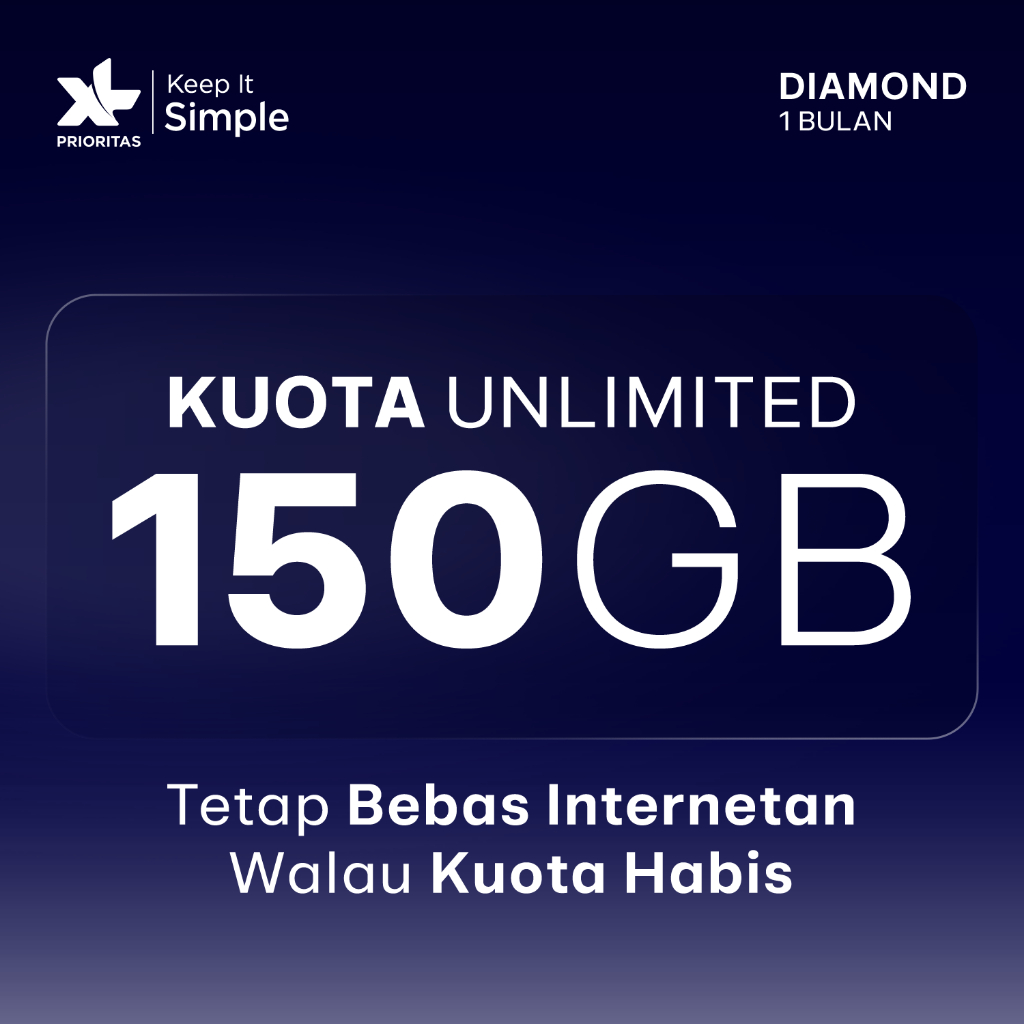 Kartu Perdana XL PRIORITAS Diamond Unlimited FUP 150GB/bln