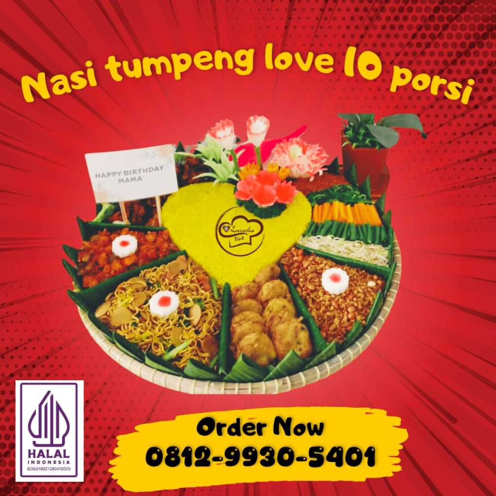 

Jual Tumpeng Love nasi kuning 10 porsi/Nasi Tumpeng Ayam Bakar/Tumpeng Ayam Goreng Enak