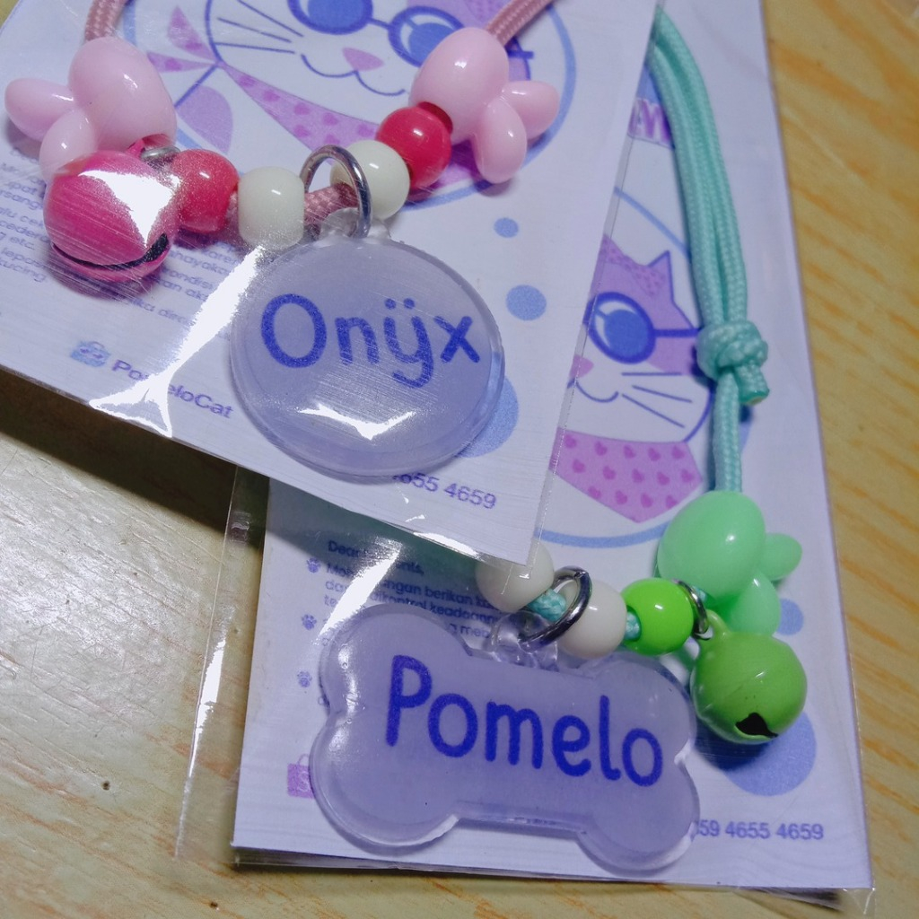 Kalung Kucing Tag Custom Nama Alamat Nomor Telepon – Kalung Identitas Kucing Handmade Cute