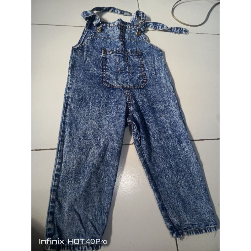 overal jeans celana kodok anak perempuan preloved